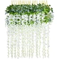 thumbnail image 1 of Flores artificiales, glicina artificial, decoración del hogar, cada hebra mide 110 cm de largo, de seda, para bodas, en casa, jardín, fiesta, 12 piezas (blanco) oso de fresa  Juguete, 1 of 6
