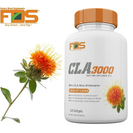 FDS Cla Safflower Oil Supplements For Healthy Weight Loss and Belly Fat -NonGMO- Pure CLA 3000 Mg,120 Softgels-Highest Grade Safflower Oil-Increase Lean Muscle-Perfect for Men and (Best Meals For Weight Loss And Muscle Gain)