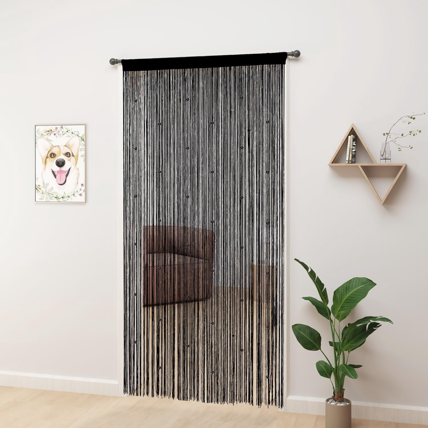 UniVerse Beaded Curtain Beaded Curtains for Doorways Crystals Suitable for Interior Hanging Decoration and Partitions Closet Curtains (39"x79", Black)