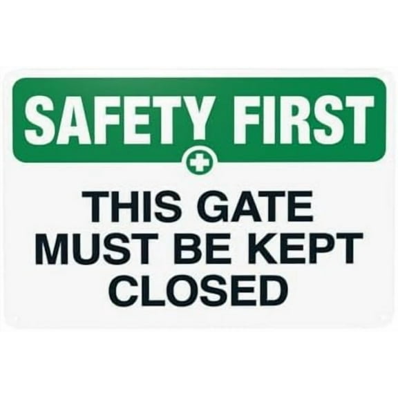 This Gate Must Be Kept Closed Warning Sign, Gate Metal Signs for Home Business Outdoor Indoor Road Yard Garage Street Wall Caution Custom Decor 12 x 8 Inch