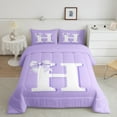 thumbnail image 1 of Erosebridal Personalized Letter H Comforter Sets Full Size,Monogrammed Theme Comforters & Duvets,Ribbon Bow Knot Bedding Full Comforter Set,Ultra Soft Bedroom Decor,3-Piece, 1 of 7