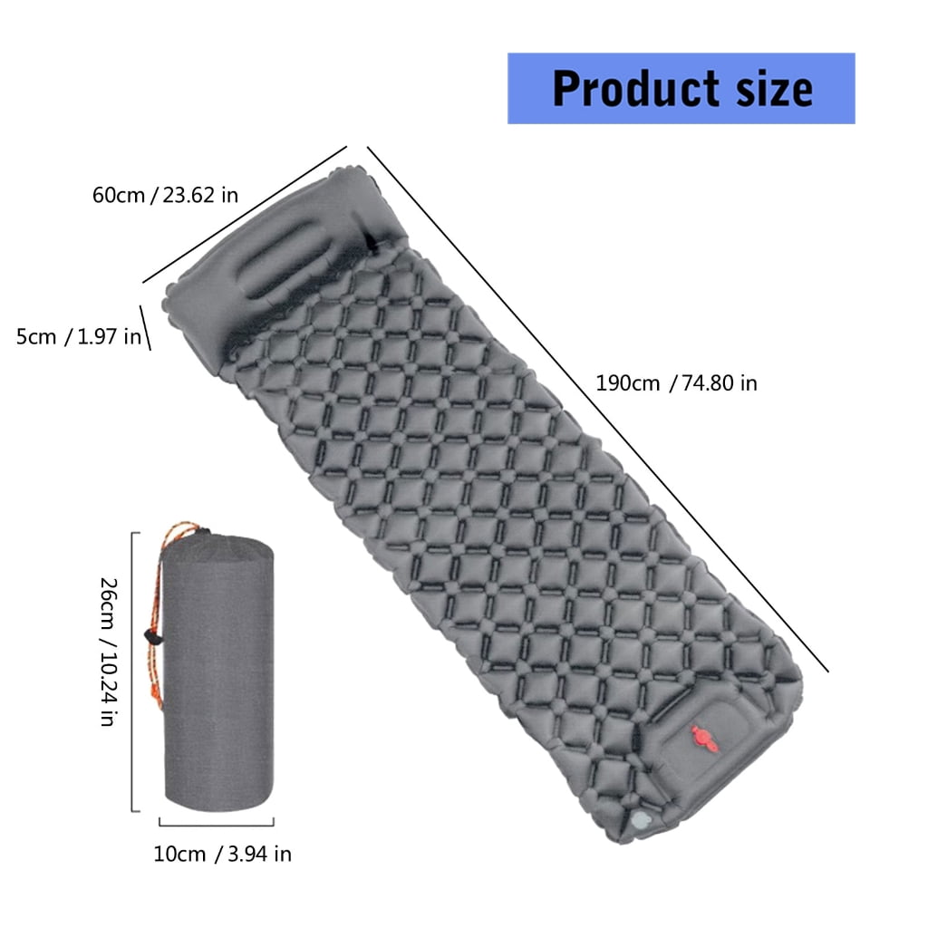 Hiking Sleep Pad with Pillow Outdoor Inflatable Mattress Backpacking Air Mattress Quick Inflation Folding Bed