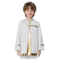 thumbnail image 4 of Aislor Boys Liturgical Praise Dance Pullover Top Choir Gowns Metallic Shiny Tunic Shirt Church Robe Worship White 10, 4 of 7