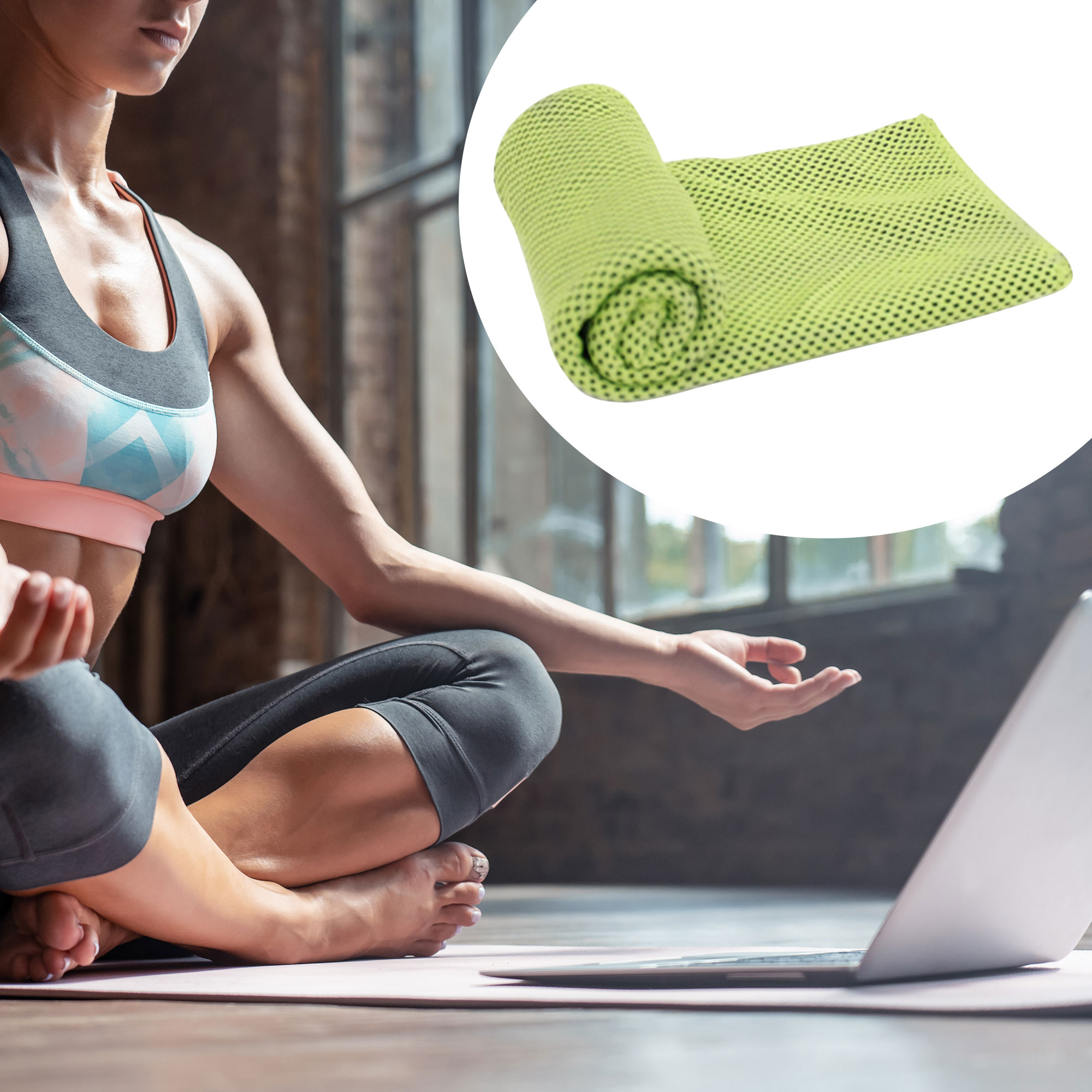 Unique Bargains 2Pcs Soft Microfiber Sport Cool Touch Towel 11"x30" Green