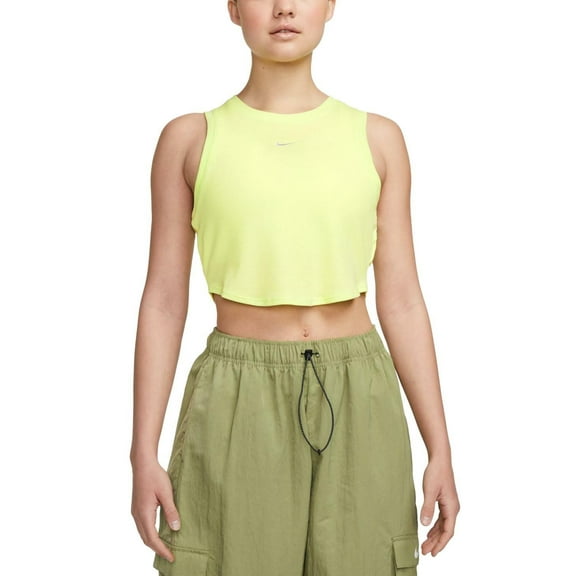 Nike Women's Sportswear Essentials Ribbed Cropped Tank - Light Lemon Twist/sail