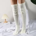 thumbnail image 4 of Calcetines de mujer de lana de tubo largo de punto hasta la rodilla de moda moda moda, 4 of 6