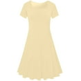 thumbnail image 3 of Sakmal Beige Womens Dresses Spring Mini Petite Ruffle T Shirt Dress A Line Short Sleeve Dresses, 3 of 6