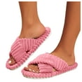 thumbnail image 5 of YLYL Slippers for Women Memory Foam House Bedroom Corduroy Crossbands Open Toe Anti-Skid Sole Slides Shoes, 5 of 9