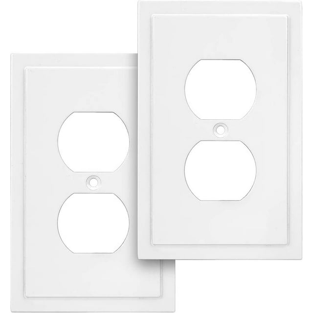 FrostHike Plaque Murale Décorative de Bord Moderne, Couvercle de Sortie de Plaque d'Interrupteur, Alliage de Zinc Solide Durable (Simple Recto Verso 2 Pa, Blanc)