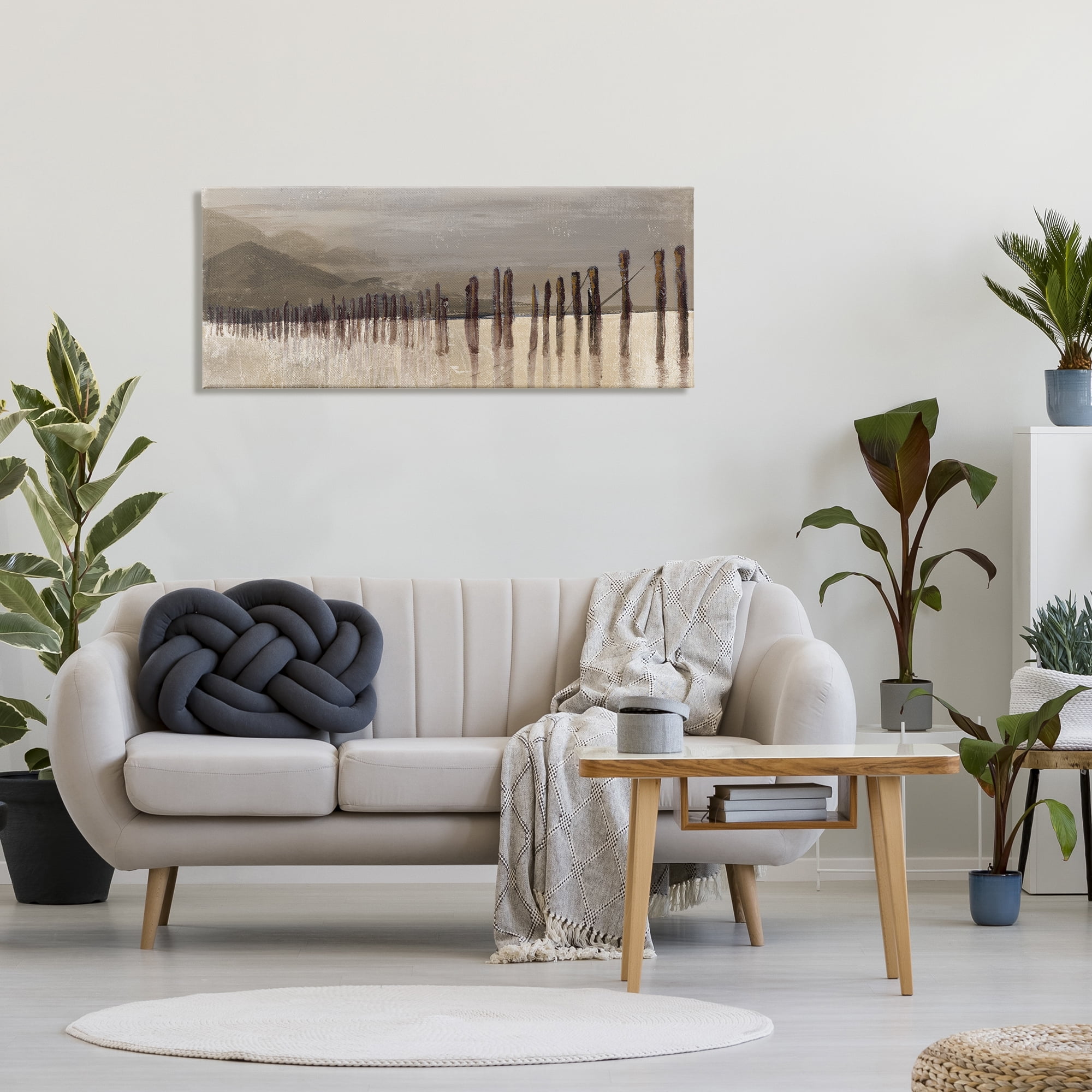 Stupell Industries Abstract Mountain Range Wooden Pillars Monochromatic Brown, 20 x 48, Designed by Patricia Pinto