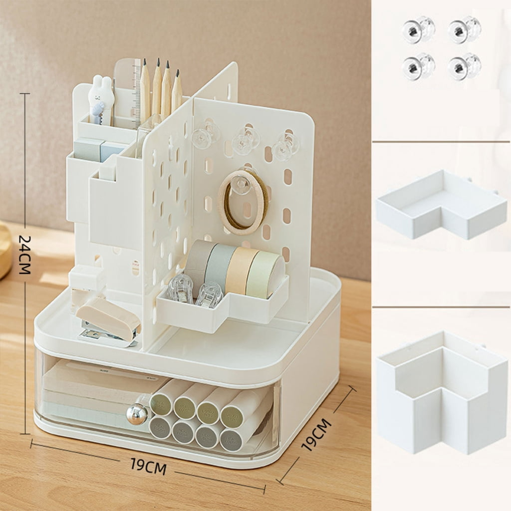 Stationery Organizer Desk Organizer with Pegboard Drawers Desktop Organizers