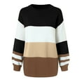 thumbnail image 5 of larppty Womens Sweaters Striped Fall Winter Outfits 2025 Crewneck Color Block Pullover Fashion Clothes (Black, XXL), 5 of 5