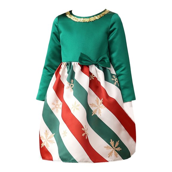Mercatoo Girls Dress Christmas Clothing Children's Dress Lollipop Print Long Sleeve Short Puff Skirt Girls Holiday Sweater
