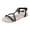 Black, variant on Women's Boho Floral Flat Sandals Braided Rope Metal T-Strap Casual Beach Vacation Comfortable Summer Shoes Gold Size 7