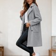 thumbnail image 2 of KICILVS Long Sherpa Jacket Women Fuzzy Button-Down Coat with Pockets Notched Collar Warm Winter Outerwear for Casual, 2 of 7