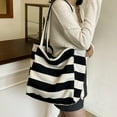thumbnail image 5 of CHUMUD Striped Canvas Tote Handbag for Women Vertical Stripe Large Capacity Shoulder Bag for Shopping Travel, 5 of 6
