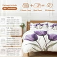 thumbnail image 6 of Transparent Effect Floral Bedding Duvet Cover Set King Size 4 Pieces Delicate Purple Tulip Bedding Set with Zipper Closure, 1 Comforter Cover 92x106 Inches 1 Flat Sheet & 2 Pillow Cases, 6 of 7