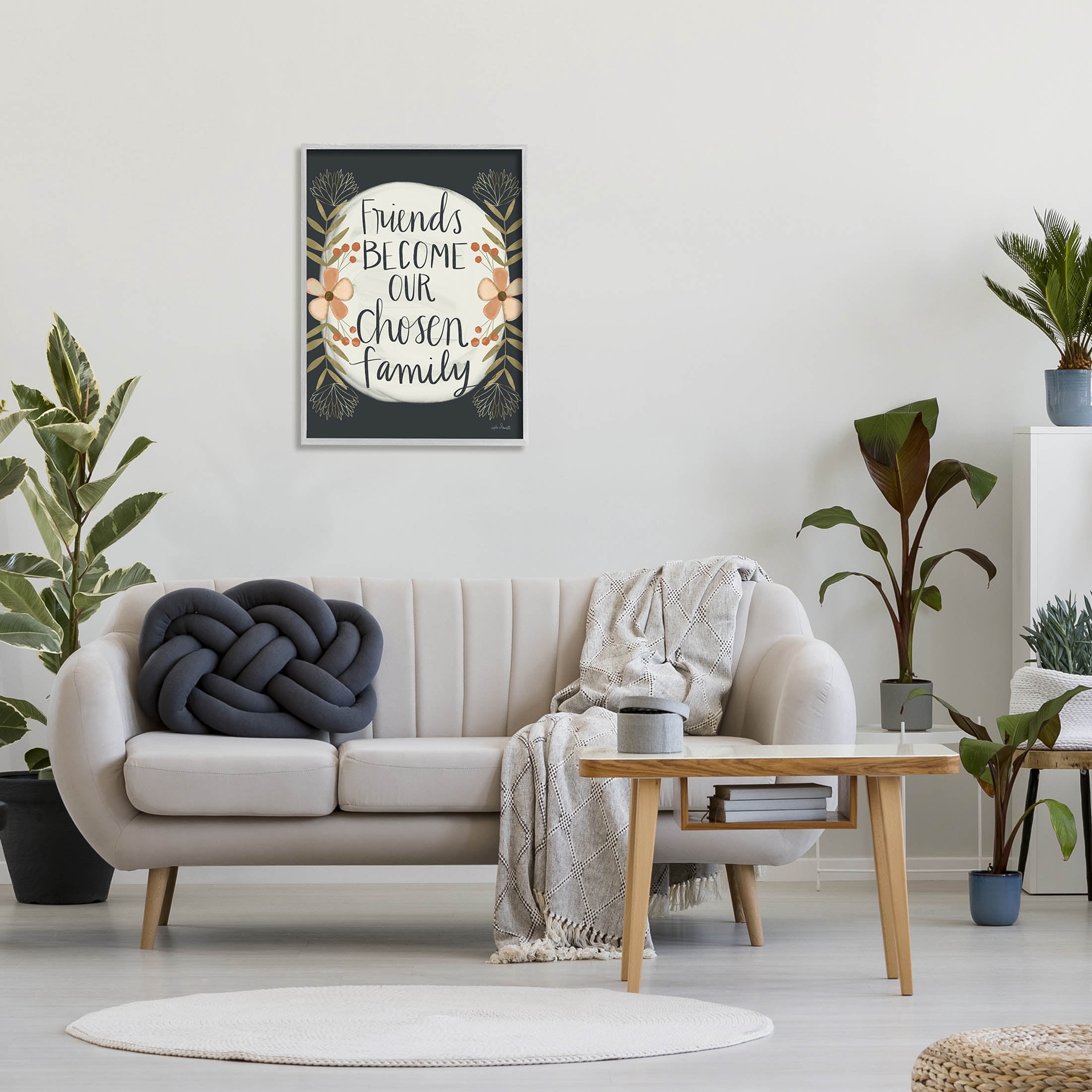 Stupell Industries Chosen Family Friendship Phrase Graphic Art Gray Framed Art Print Wall Art, Design by Katie Doucette