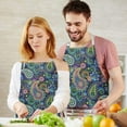 thumbnail image 3 of Blue Pioneer Flower and Paisley Pattern Apron-Garden Aprons for Women with Pockets-Cotton Linen Waterproof Kitchen Cooking Gardening Aprons Adjustable for Kitchen,Cooking,BBQ and Salon 33x27 Inch, 3 of 7
