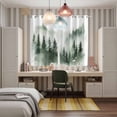 thumbnail image 5 of Foggy Forest Kitchen Curtains 63 Inch Length, Green Mist Mountain Natural Landscape Grommet Top Bedroom Living Room Curtains, Light Filtering Cafe Curtain Drapes 2 Panels Set 84''x63'', 5 of 9