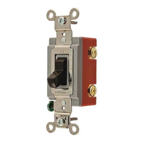 Hubbell Wiring Device-Kellems Wall Switch,Brwn,20A;Back;Side,SnglPole HBL1221
