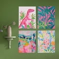 thumbnail image 2 of PixonSign Adhesive Wall Art Playful Dinosaur and Abstract Nature Landscape Illustrations Posters, Set of 4 Pink Boho Pastel Fine Art Multicolor Canvas Prints for Home Decor - 11"x14", 2 of 5