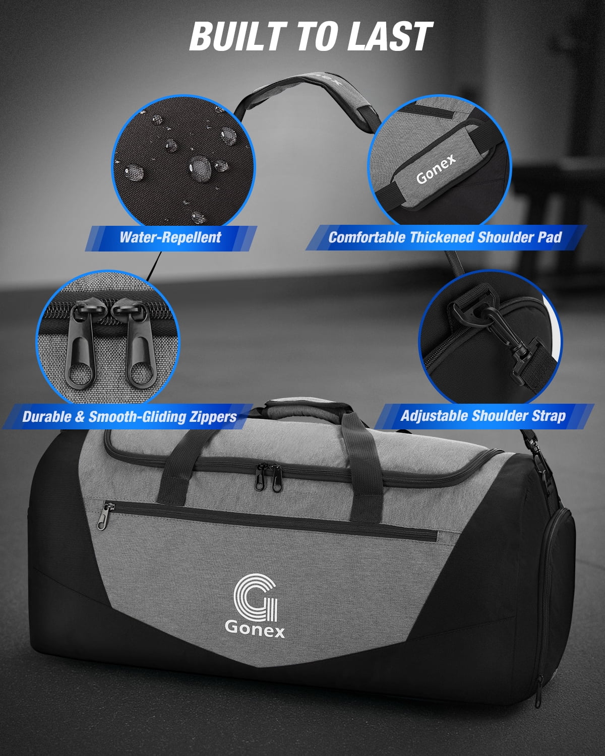 Gonex 100L Gym Bag for Men Women, Water-Resistant Extra Large Sports Duffel Bag with Shoe Compartment & Wet Pocket for Fitness, Travel, Weeklong Trips
