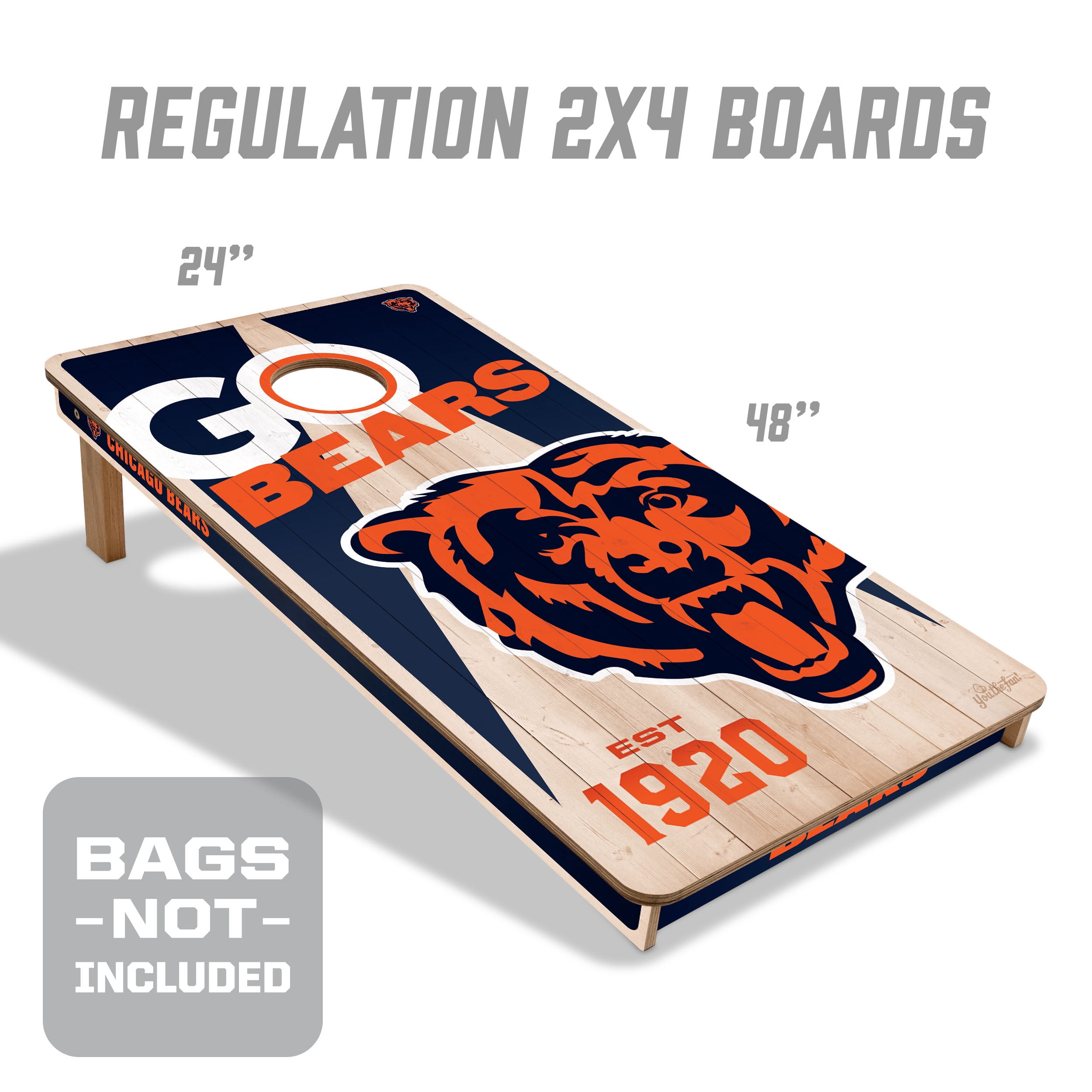 YouTheFan NFL Chicago Bears 2' x 4' Cornhole Game No Bags