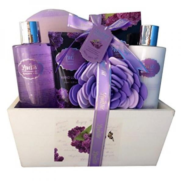 spa gift basket, spa basket with relaxing lavender fragrance by