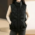 thumbnail image 5 of MELDVDIB Womens Full-Zip Quilted Puffer Vest Coat Solid Color Stand Collar Jacket Warm Padded Sleeveless Lounge Outwear Tops with Pocket, 5 of 9
