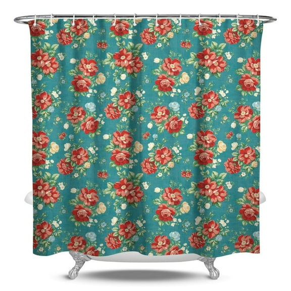 Waterproof Pioneer Shower Curtain 84x72 Inch Polyester Unique Colorful Floral Shower Curtain for Bathroom Hotel Home Decor with 12 Plastic Hooks