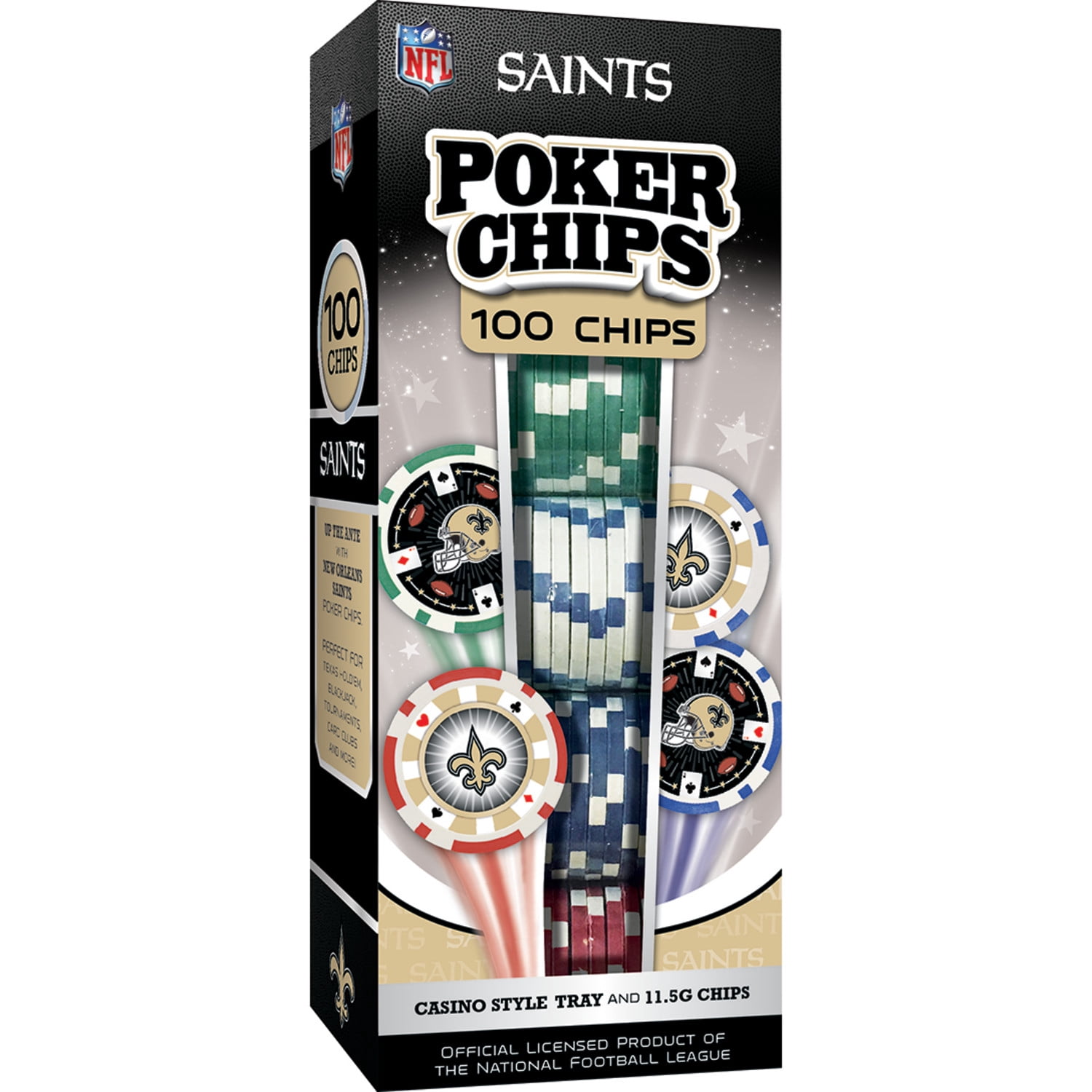 MasterPieces Casino Style 100 Piece Poker Chip Set - NFL New Orleans Saints