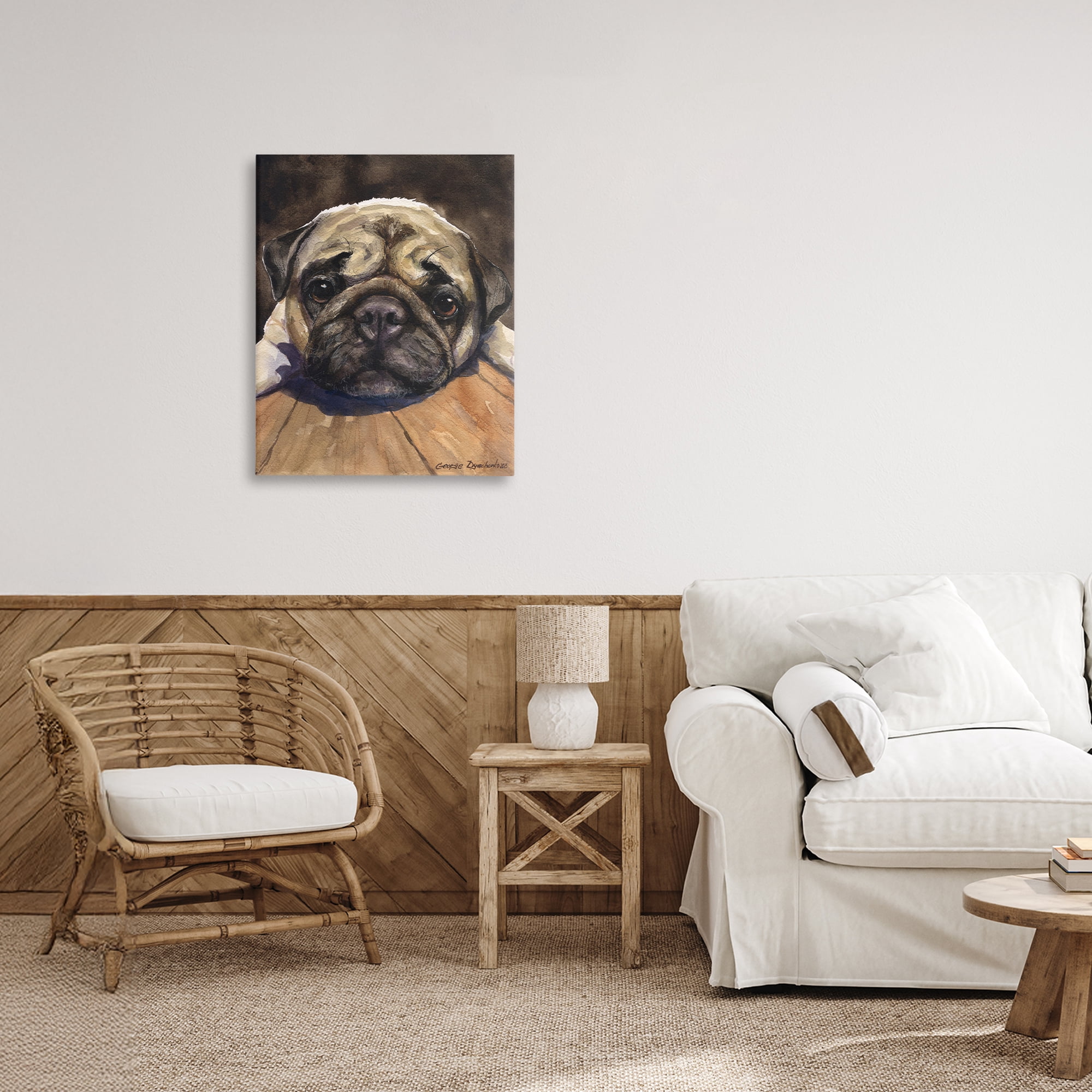 Stupell Industries Pug Soulful Portrait Canvas Wall Art, design by George Dyachenko