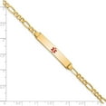 thumbnail image 3 of 14K Yellow Gold Semi-Solid Medical Polished Red Enamel Figaro Id Bracelet (8 X 6.5) Made In United States xm563cr-8, 3 of 5