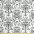 thumbnail image 1 of Abstract Fabric by the Yard, Floral Theme Achromatic Flowers and Leaves Pattern with Dark Dots Motif, Upholstery Fabric for Dining Chairs Home Decor Accents, Dark Brown and White by Ambesonne, 1 of 4