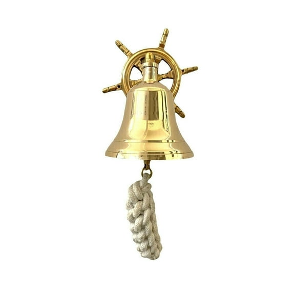 Brass Nautical Ship Bell Wall Hanging Decorative Door Bell Wall Mount 4'' Gift