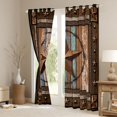 thumbnail image 3 of Homewish Vintage Stars Kitchen Curtains,Rustic Farmhouse Cabin Black Out Curtains Pack of 2 (42x63 Each),Brown, 3 of 6