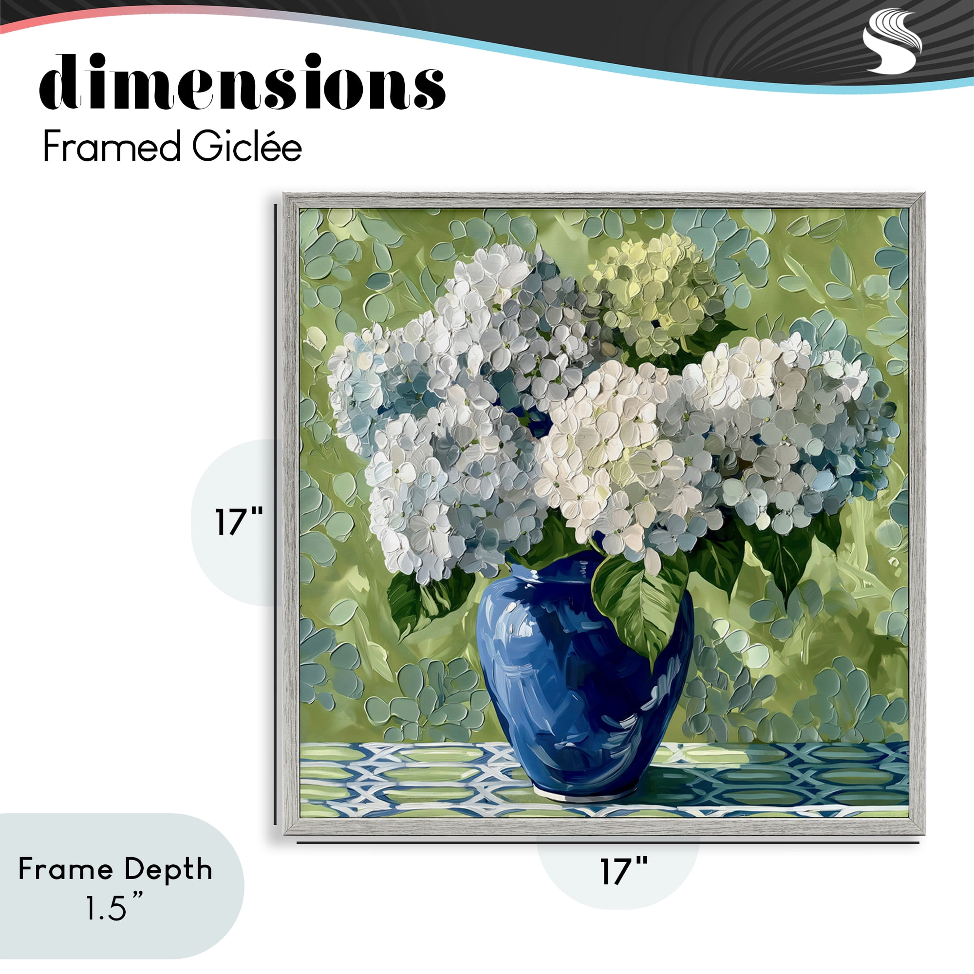 Stupell Industries White Hydrangeas in Blue Vase Gray Framed Giclee Art, design by Gina Kelly