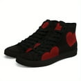 thumbnail image 3 of Coolcustomize Men's Sweetheart Heart Pattern High-top Sneakers, Stylish Black & Red Design, Lace-Up Casual Boots for Daily Wear, Perfect Gift for Couples/Valentine's Day, Outdoor Trendy Casual Shoes, 3 of 10