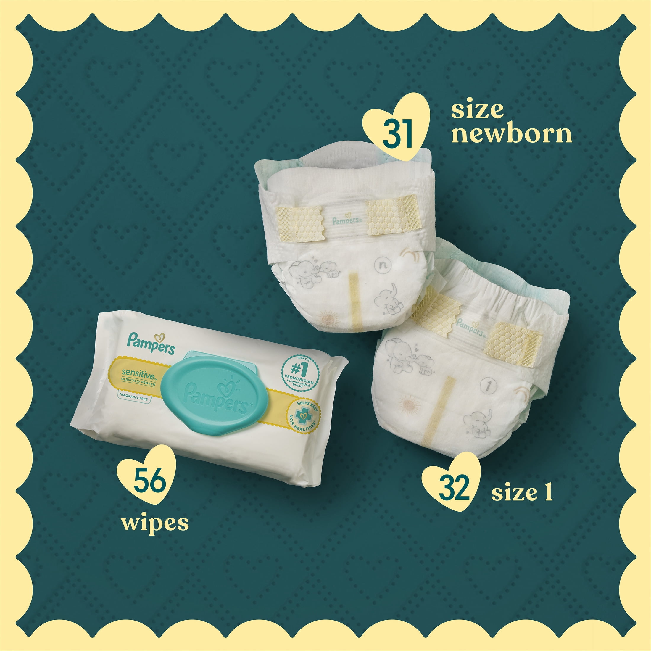 Pampers Gift Set, Diapers, Wipes, and Milestone Gifts