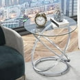 thumbnail image 2 of Pouseayar Galaxy Chrome and Tempered Glass Round End Table with Ring-Shaped Frames, 2 of 11