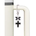 thumbnail image 3 of Delight Jewelry Silvertone Large Black Enamel Cross with Decorated Sides - Silvertone Black Bow Charm Accessory for Tumblers and Thermal Cups, 3 of 4