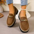 thumbnail image 4 of Women's Slip On Platform Suede Loafers Lug Sole Chunky Heels Comfortable Non Slip Business Casual Dress Shoes Brown Size 8.5, 4 of 7