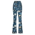 thumbnail image 5 of OGLCCG Women Tight-Fitting Hip Flare Pants Vintage Graphic Print Stretch Bell-Bottom Pant High Waist Long Yoga Palazzo Pants,XXXL,Dark Blue, 5 of 8