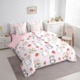 thumbnail image 3 of Castle Fairy Cartoon Cats Animal Twin Bedding Sets 7-Piece for Kids Children,Kawaii Pets Bedding Comforter Set Microfiber,Red Pink Strawberry Breathable Sheet Sets,Lightweight Room Decor,Reversible, 3 of 8