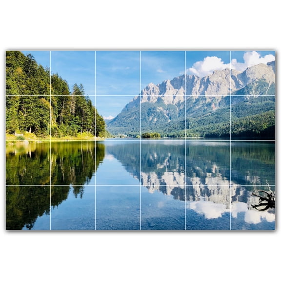 Picture-Tiles.com: Lakes Ceramic Tile Wall Mural WAL500799-64M. 36"W x 24"H using (24) 6" x 6" Ceramic Tiles-Satin Finish