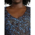 thumbnail image 4 of Terra & Sky Women's Plus V Neck Mesh Bodysuit with Long Sleeves, Sizes 0X-5X, 4 of 5