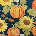 thumbnail image 6 of HAOXIT Autumn Thanksgiving Fall Round Tablecloth: Harvest Designs of Colorful Pumpkins and Sunflowers on Blue, 6 of 8
