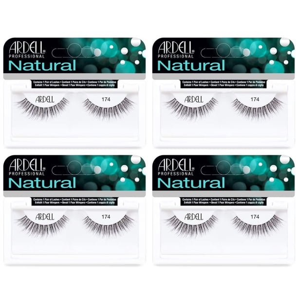 Pestañas postizas Ardell Natural 174 ligeras, paquete de 4