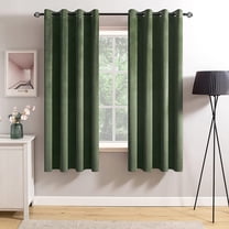 EnjinZZ Velvet Curtains Olive Green Elegant Grommet Curtains Thermal Insulated Soundproof Room Darkening Curtains/Drapes for Classical Living Room Bedroom Decor 52 x 63 Inch Set of 2